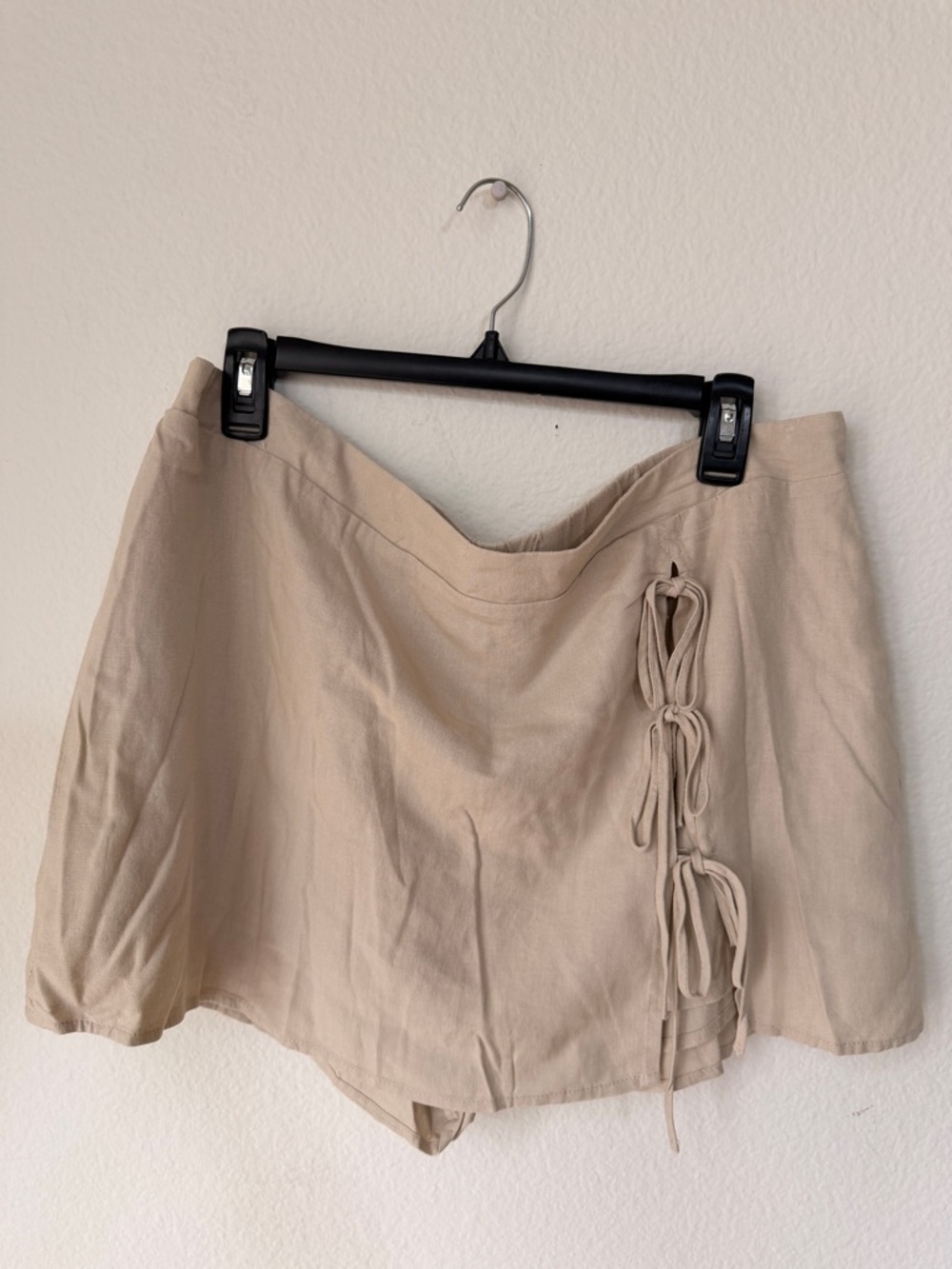 Wild Fable Linen Wrap Skort Beige Tie Side Mini Skirt Shorts Neutral Chic Euro